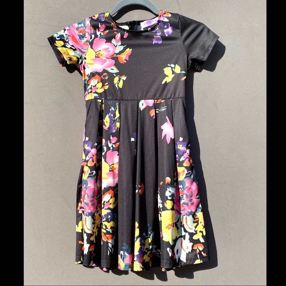 Girls Black and Floral Dress